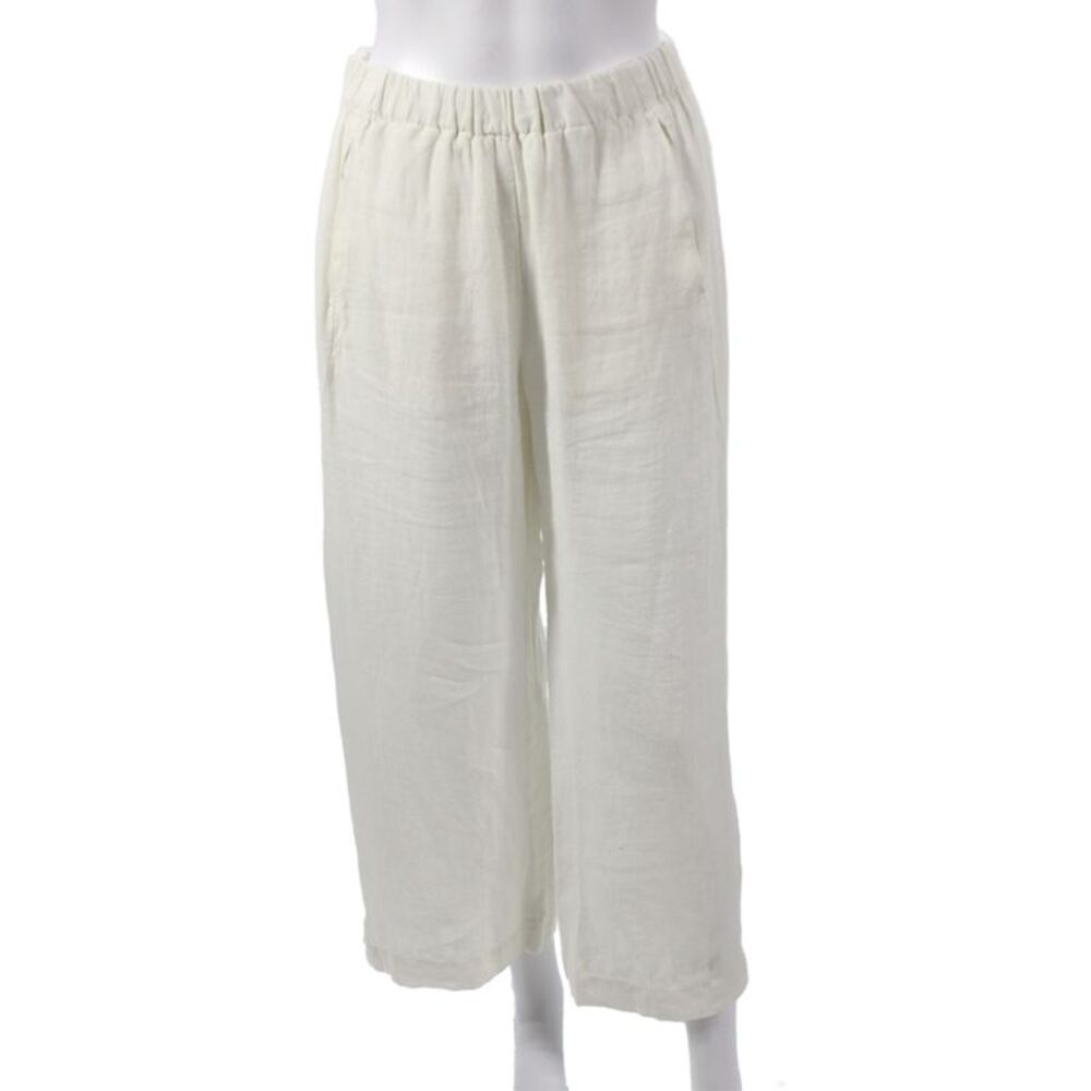 Velvet Women Cropped Linen Pants White Pull On Size XS